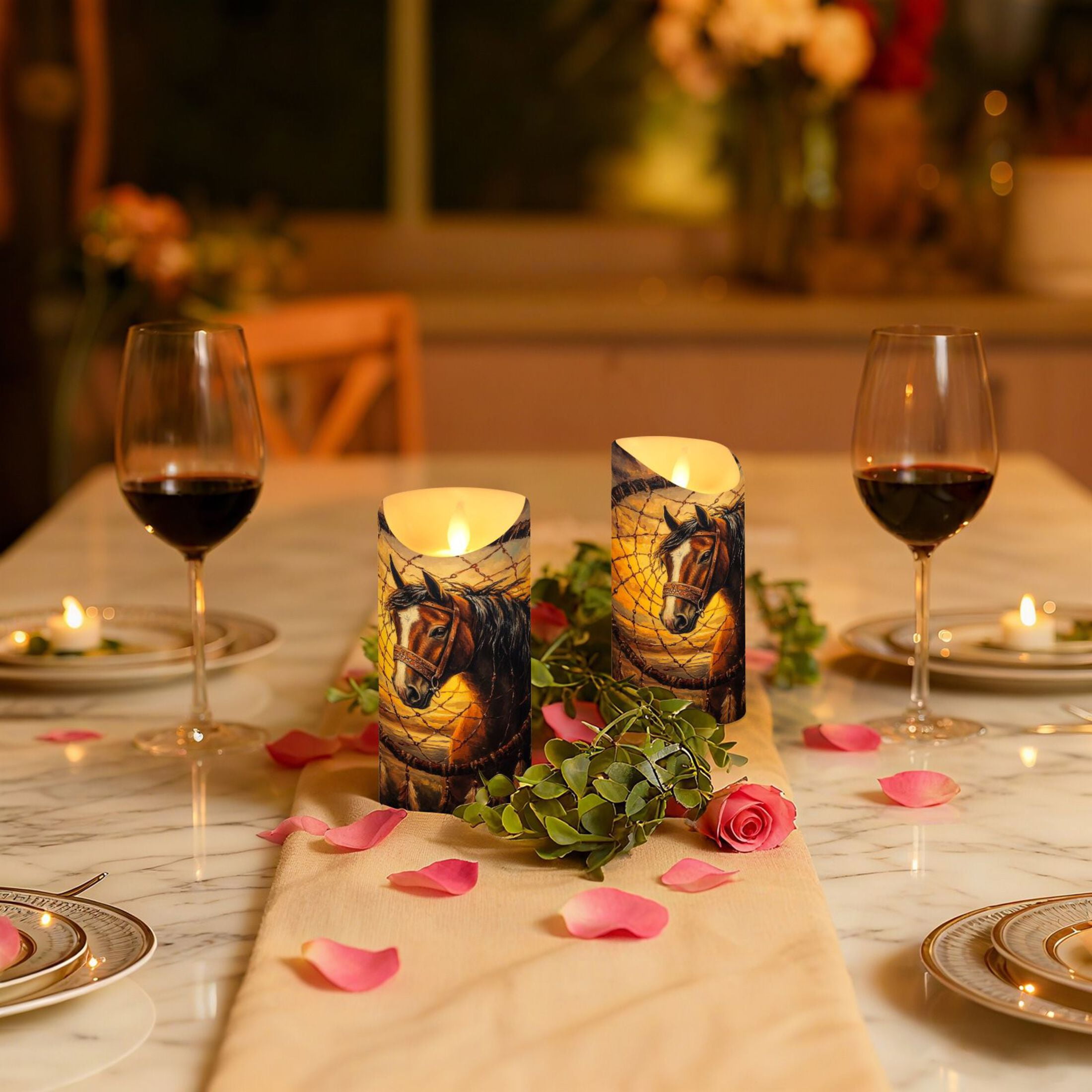 Wobogo The Sunset Stallion Flameless Candles with Remote Battery Operated Flickering LED Candles with Timer 2/4/6/8H Medium Size