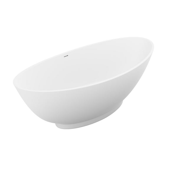 Anzzi Ft-Az508 Ala 74-3/8" Stone Composite Free Standing Soaking Tub - White