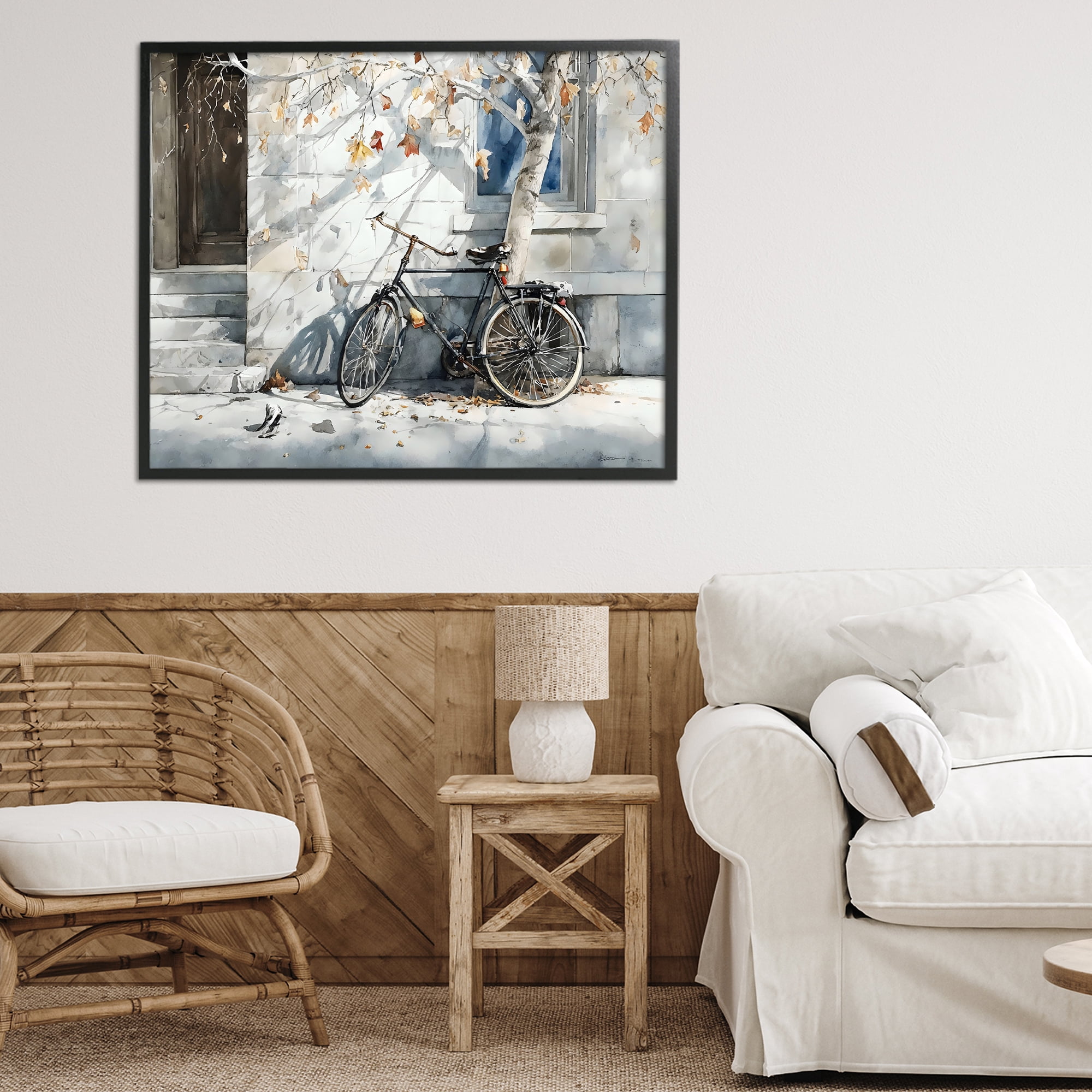 Stupell Industries Autumn Ride on Quiet Street Black Framed Giclee Art, design by Franklyn Gregory