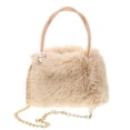 thumbnail image 1 of Bolso de mano de piel sintética de gran capacidad para mujer con cadena de perlas, bolso de hombro de felpa, elegante bolso de noche beige, 1 of 8