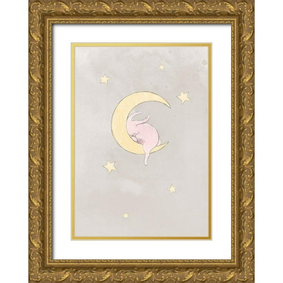Artographie Studio 11x14 Gold Ornate Wood Framed with Double Matting Museum Art Print Titled - The Rabbit and The Moon
