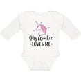 thumbnail image 3 of Inktastic My Auntie Loves Me Unicorn Girls Long Sleeve Baby Bodysuit, 3 of 5
