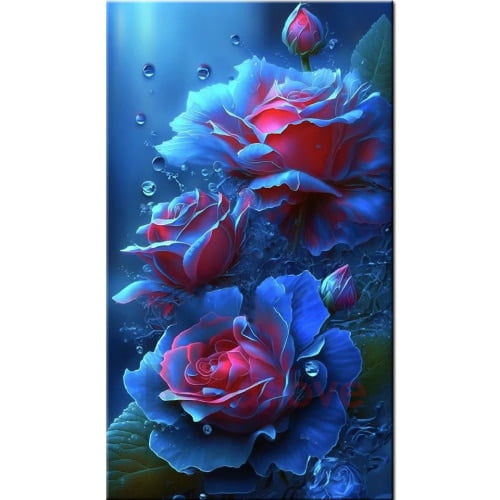 DIY Blue Rose 5D Diamond Painting Full Square/Round Drill Flower Mosaic Diamond Embroidery Cross Stitch Large Size S481round 100x200cm Gao Jinjia LED