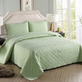 thumbnail image 2 of Exclusivo Mezcla 3-Piece King Size Quilt Set with Pillow Shams, Grid Quilted Bedspread/Coverlet/Bed Cover(96x104 Inches,Green) -Soft, Lightweight and Reversible, 2 of 7