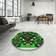 thumbnail image 4 of Ahgly Company Tapis Rond Lavable en Machine Intérieur Transitionnel Vert Forêt Foncé, 4 Pieds Rond, 4 of 7