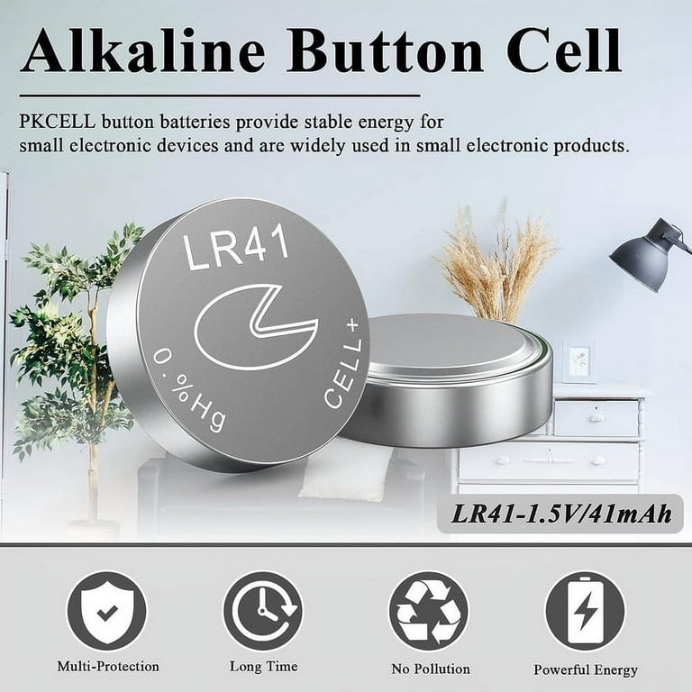 PKCELL LR41 AG3 1.5V Battery, 392 384 192 Button Alkaline Cell for