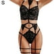 thumbnail image 1 of Conjunto de lencería de encaje sexy para mujer Liguero Sujetador Panty Bralette Ropa interior, Negro, S sidaley  XX000166-03, 1 of 7