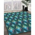 thumbnail image 3 of Ahgly Company Tapis Rond Lavable en Machine Intérieur Transitionnel Bleu Foncé Gris Bleu, 8 Pieds Rond, 3 of 7