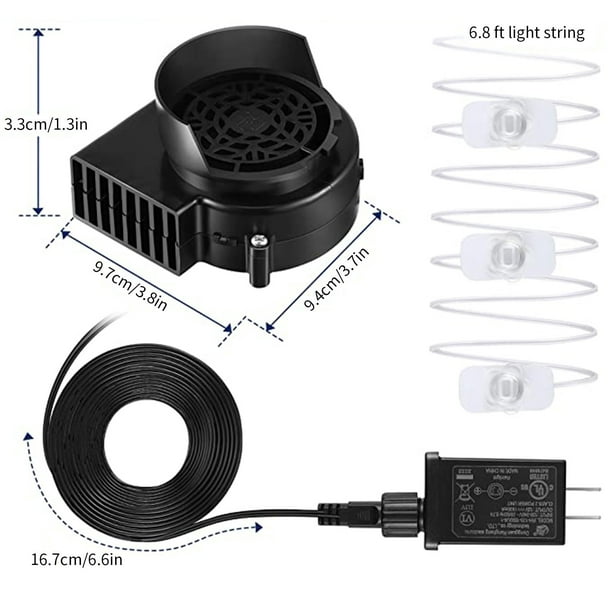 Motor de soplador de repuesto para decoraciones inflables, adaptador de 10,8 V y 1,0 A con cadena de luces LED de 1,8 m, inflado rápido y resistente a la intemperie para exhibiciones