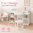 thumbnail image 2 of Ktaxon Kids' Wooden Vanity Table and Stool Set with Tri Folding Mirror, Princess Makeup Dressing Table,Children's Furniture, Girls Gift, White, 2 of 7