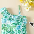 thumbnail image 6 of GYRATEDREAM Baby Girl Swimsuit Cute One Piece Tropical Print Bikini Ruffle Bathing Suit with Sun Protection, 6 of 7