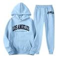 thumbnail image 2 of Men's Tracksuits 2 Piece Set Classic letter print Casual Hoodie Sweatshirt and Joggers Sweatpants Sets Running Sport Suits Clothes Outfits Light Blue L, 2 of 3