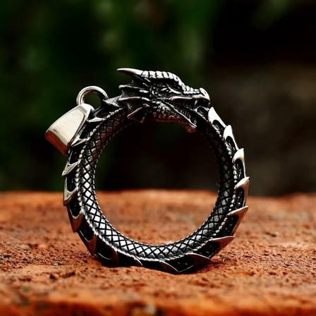 HOOUN Self-Devourer Ouroboros Dragon Pendant Necklace Men Stainless Steel Jewelry Gift