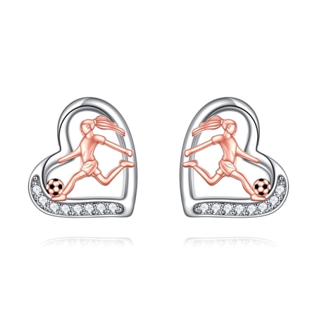 Soccer Earrings Sterling Silver Sports Stud Earrings Football Jewelry Gifts for Women Soccer Lovers