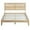 Oak, variant on Aukfa Queen Size Bed Frame, Rubber Wooden Platform Bed with Teddy Upholstered Headboard, Oak