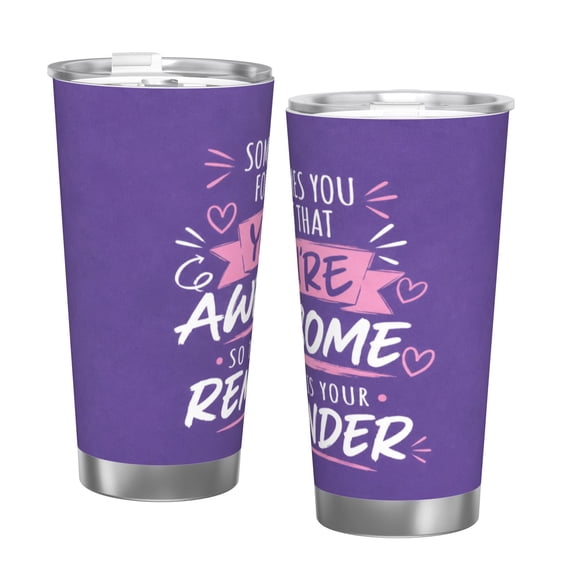 20oz You Are Awesome Inspirational Tumbler with Handle Stainless Steel Insulated Travel Coffee Cup Gift with Single Silver Rim