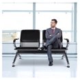 Sentado Reception Seating 2-Seat Waiting Room Chair Black Mesh PU Steel Frame Reception Guest for ...