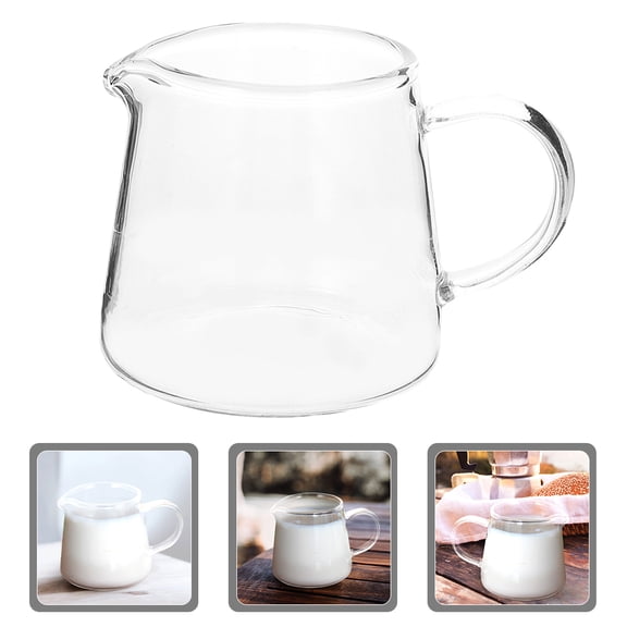 OUNONA Clear Glass Pitcher with Smooth Handle, Stylish Design, Large 0.35L Capacity, Practical and Decorative Drinkware