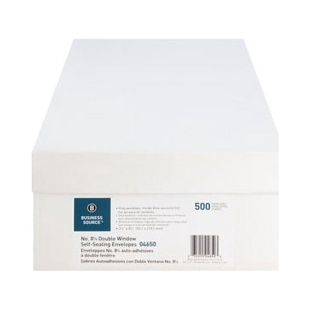 Business Source, BSN04650, Double Window No. 8-5/8 Check Envelopes, 500 / Box, White