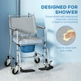 thumbnail image 6 of HOMCOM Rolling Shower Wheelchair for Seniors, Bedside Commode Chair with Padded Seat, Backrest, for Handicap, Toilet Chair, 300 lbs, Gray, 6 of 10
