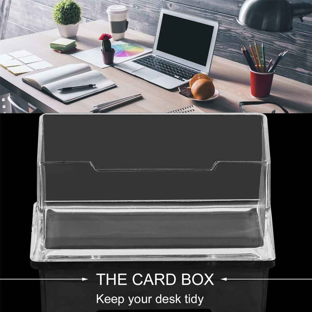 Clear Desktop Business Card Holder Display Stand Acrylic Plastic Desk Shelf 
