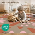 thumbnail image 4 of ODIKA 3'x5' Terracotta Pink Abstract Botanical Design Washable Accent Rug Mid Century Modern Scandinavian Style Geometric Floral Motifs With Pet Friendly, Non-Shedding Mat for Bedside, Nursery Room, 4 of 7