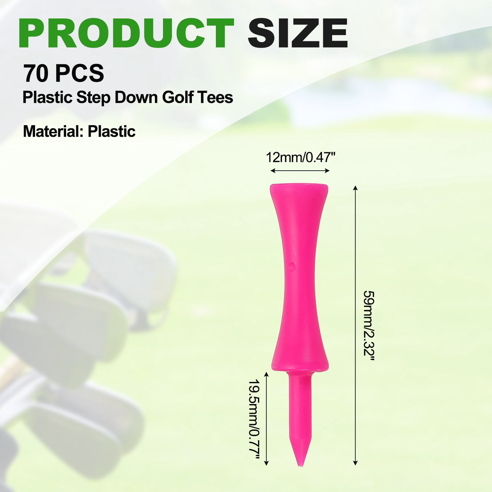 Uxcell Plastic Step Down Golf Tees, 2.3 Inch Unbreakable Plastic Golf Tees Bulk, 140 Pack & Pink - Fitting For(Practice/Outdoor/Golf Course/Competition/Leisure)