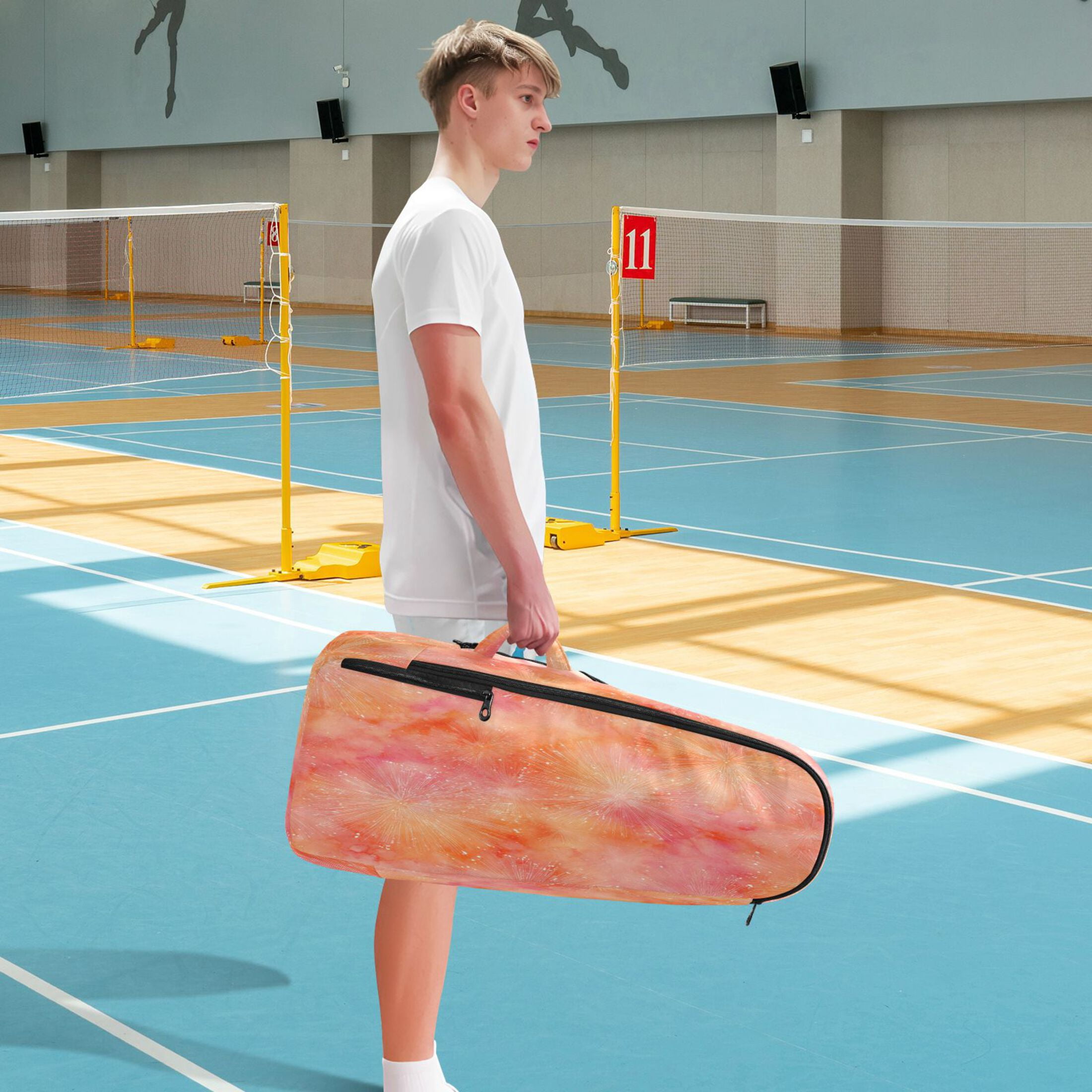 2 Racquet Holder Tennis Backpack Tennis Racket Covers Gym Bags Orange Tie-dye Firework