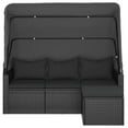 thumbnail image 5 of vidaXL 3-Seater Patio Sofa with Roof and Footstool Garden Couch Poly Rattan, 5 of 17