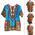 thumbnail image 6 of yotijay African Dashiki T Shirt, Comfortable V Colour Short Sleeve Shirts Tops , Size, 6 of 8