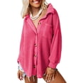 thumbnail image 1 of Women Button Up Open Front Sweater Turn Down Collar Long Sleeve Loose Fit Knit Outwear Red L, 1 of 2