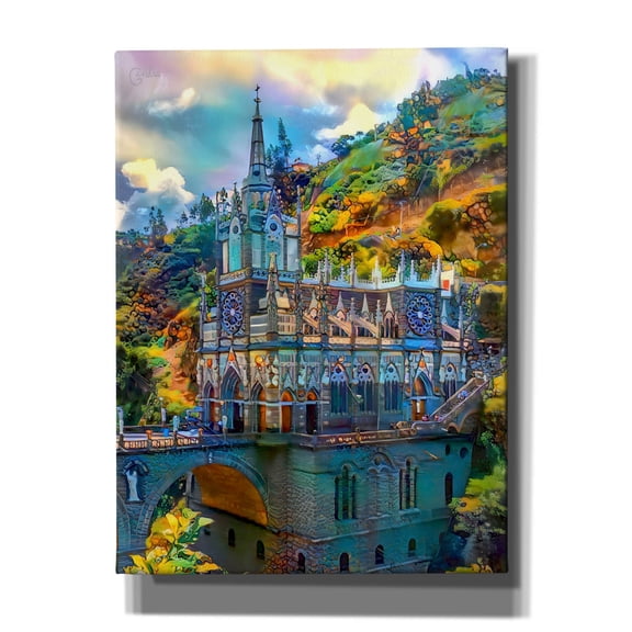 Epic Graffiti 'Ipiales Colombia Nuestra Sen~Ora De Las Lajas Sanctuary' by Pedro Gavidia, Canvas Wall Art, 12"x16"