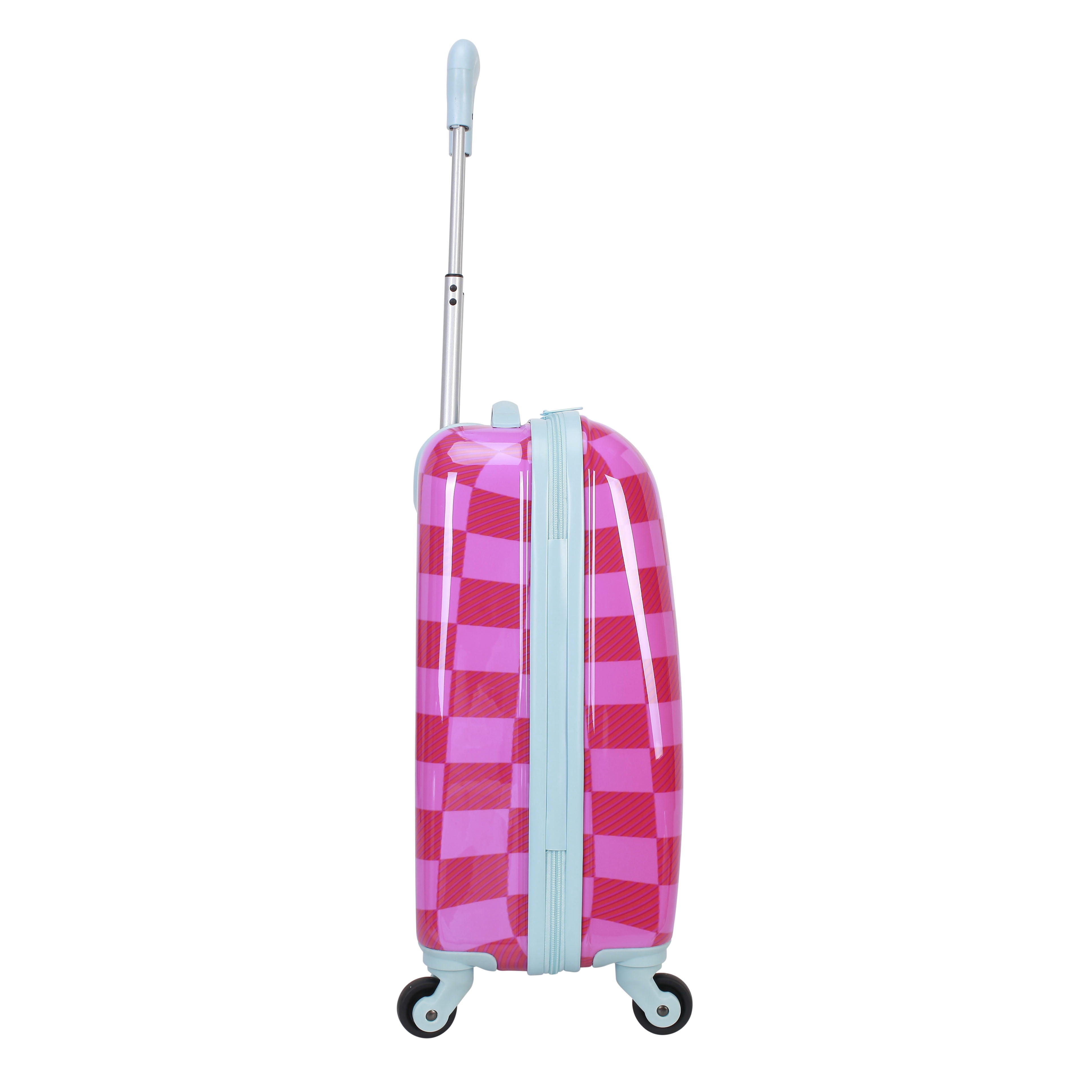 CRCKT Kids Girl 21" Checker Hardside Carry-on Luggage With 360 Spinner Wheels - Carmine Rose, Hot Pink Check