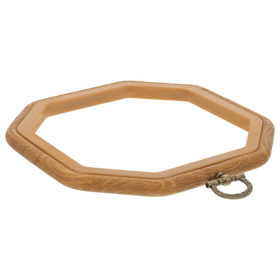 SEWACC 1Pcs Octagonal Embroidery Hoop for Beginners Craft Enthusiasts Brown Plastic Sewing Frame