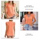 thumbnail image 5 of Top de manga corta con volantes en capas para mujer, blusa holgada informal de Color puro con cuello en V y hombros fruncidos, 5 of 6