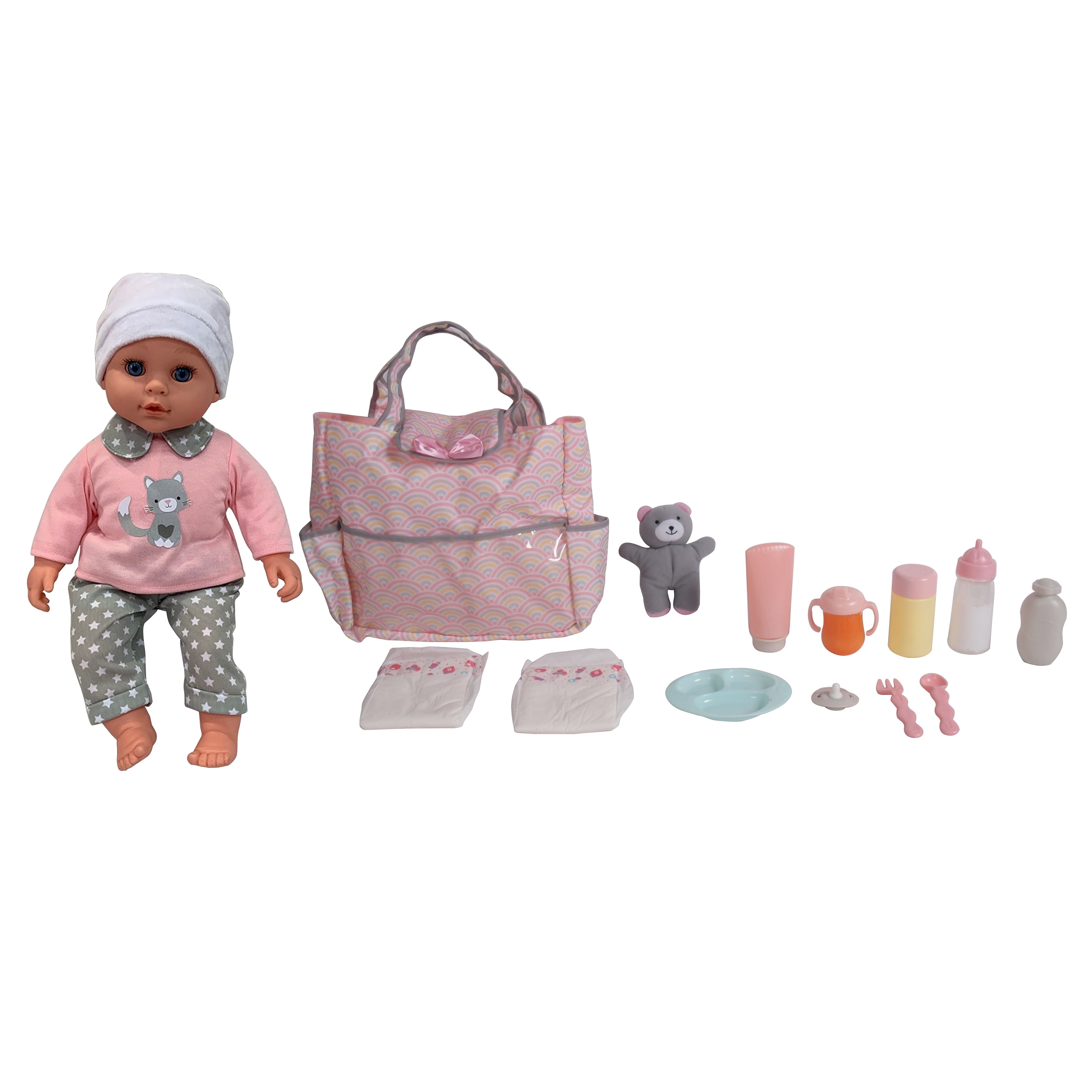 Reborn baby doll complete starter Backpack Diaper bag with all accessories bottles diapers