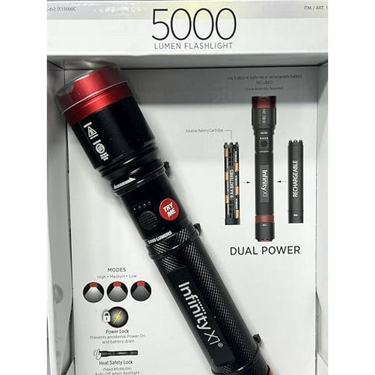 Infinity X1 Dual Power Rechargeable Flashlight 5000 Lumens