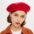 thumbnail image 2 of AWAYTR Women French Wool Beret Hats - Solid Color Classic Beanie Winter Cap, 2 of 6