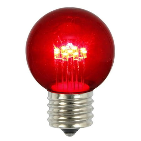 

0.9W Red Glass G50 Transparent LED Replacement Bulb - 5 Per Box