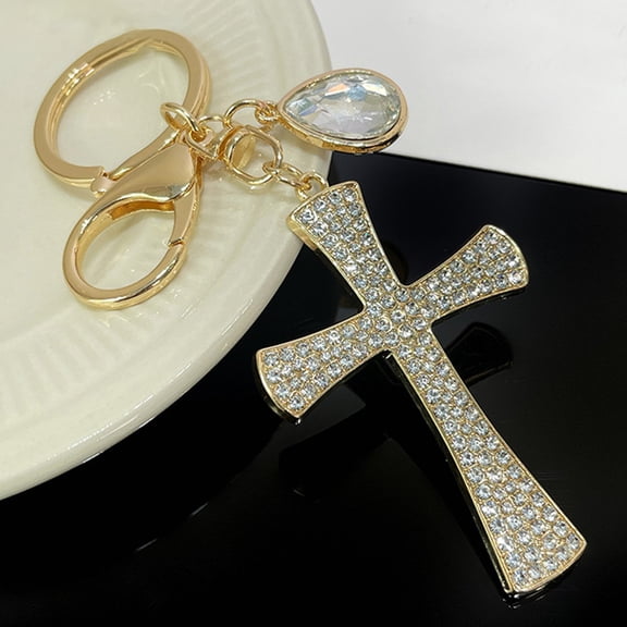 Topbathy Durable Alloy Cross Shaped Keychain 1Set for Car Hanging Decor and Giving