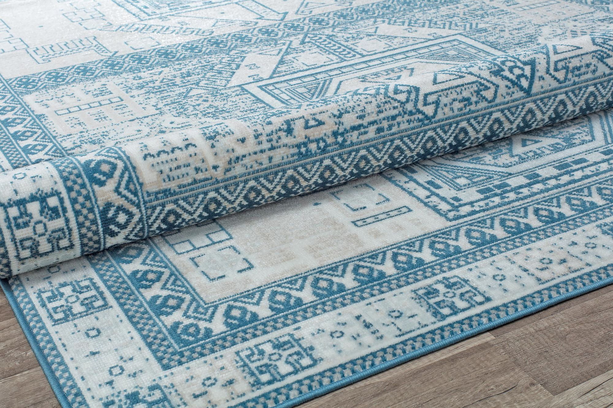Freida FY60A Azure Vintage Farmhouse Cream Area Rug, 8'x10'