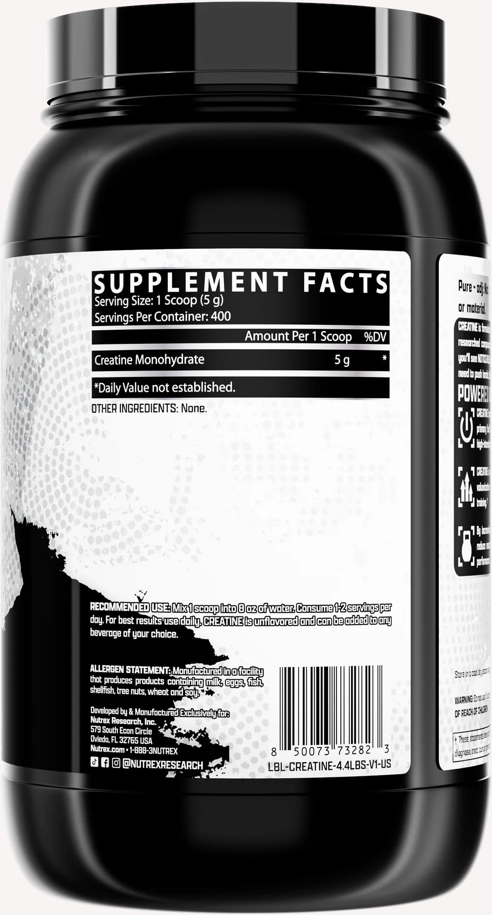Nutrex Research Micronized Creatine Monohydrate Powder - 400 Servings (2KG)
