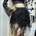 thumbnail image 3 of FEOYA Black Gothic Skirts High Waist Punk Skirt Women Plaid Pleated Mini Goth Skirt A-line Short Lace Skinny Steampunk Y2k Skirts Half Casual Summer, 3 of 6