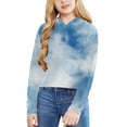 thumbnail image 2 of Gaexia Girls Shirts Kids Casual Loose Active Long Sleeve Tie Dye Short Hooded Sweatshirts Top Girls Tops White 6 Years-7 Years, 2 of 3
