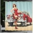 thumbnail image 4 of Ambesonne Pin up Girl Shower Curtain, Dutch Haircut Style, 69"Wx84"L, Multicolor, 4 of 5