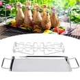 thumbnail image 3 of Billuyoard Asador plegable de acero inoxidable para barbacoa, pierna de pollo, asador a la parrilla con bandeja de goteo, accesorio para barbacoa Cocina y Comedor Billuyoard HA018782-00, 3 of 6