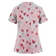 thumbnail image 3 of Under Scrub Tops for Women Love Heart Printed V-Neck Breathable T-Shirts Short Sleeve Professionals Soft Stretch Valentine's Day Scrub Tops with Pockets pink Medium, 3 of 4