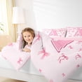 thumbnail image 4 of jejeloiu Monogrammed A Bedding Comforter Set,Cute Bowknot Bowtie Twin Comforter Sets,Light Pink Bedding Set,Microfiber Room Decorative Reversible,2pcs, 4 of 8