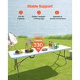 thumbnail image 3 of KFFKFF 8 Ft Portable Folding Table, Heavy Duty Fold-in-Half Utility Table with Handle, Indoor Outdoor Plastic Rectangle Table for Events, Dining, Parties, Weddings, Picnics, Camping, White, 3 of 9