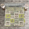 thumbnail image 3 of Ambesonne Egyptian Quilted Bedspread Set 3 Pcs, Hieroglyphs Animals, Queen Size, Reseda Green, 3 of 3
